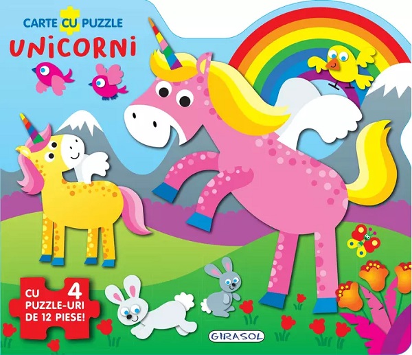 Carte cu puzzle. Unicorni