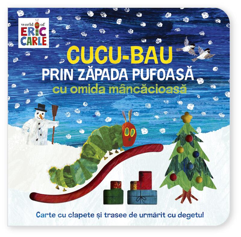 Cucu-bau prin zăpada pufoasă cu omida mâncăcioasă