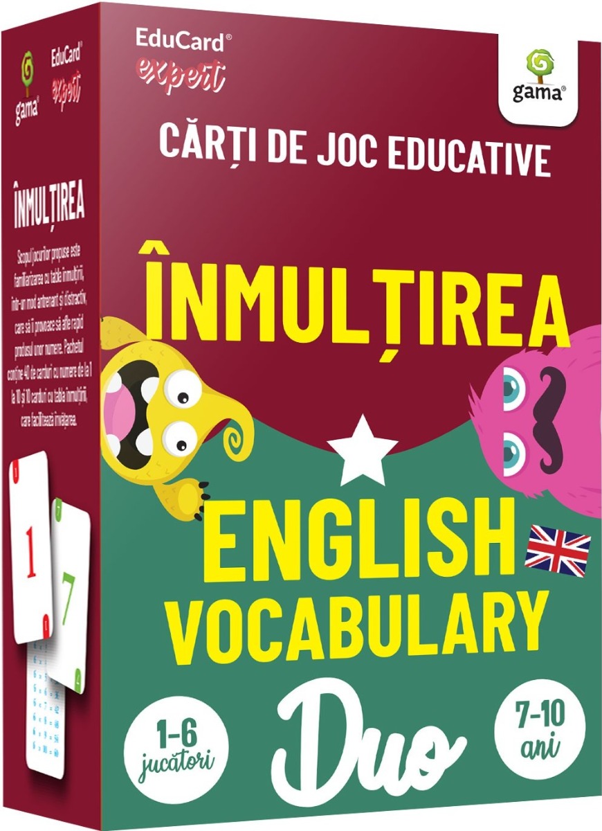 Inmultirea. English Vocabulary. Carti de joc educativ