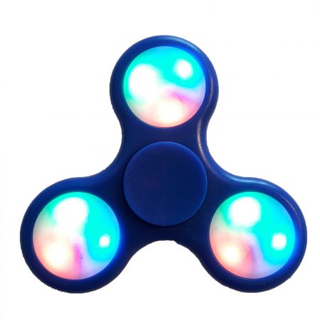 Fidget spinner clasic albastru cu lumini (jucarie anti-stres)