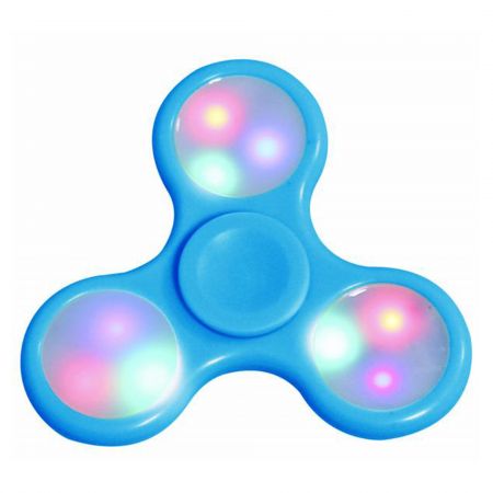 Fidget spinner clasic bleu cu lumini (jucarie anti-stres)