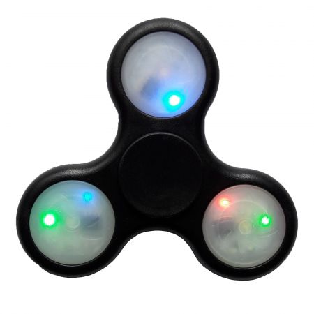 Fidget spinner clasic negru cu lumini (jucarie anti-stres)