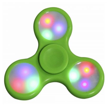 Fidget spinner clasic verde cu lumini (jucarie anti-stres)