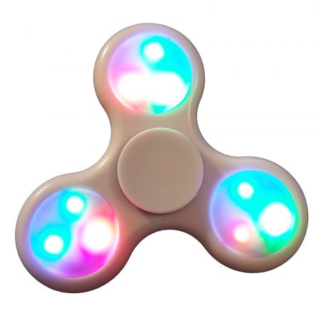 Fidget spinner clasic alb cu lumini (jucarie anti-stres)