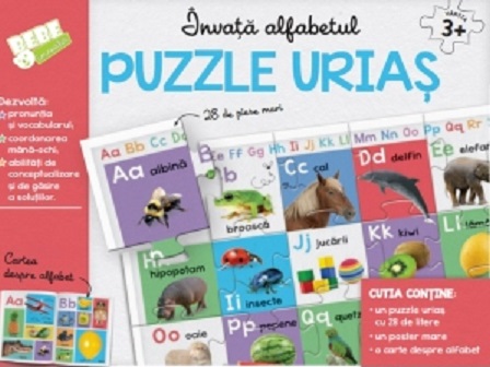 Invata alfabetul. Puzzle urias (28 de piese mari)