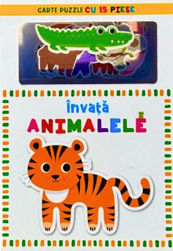 Învață animalele. Carte puzzle cu 15 piese