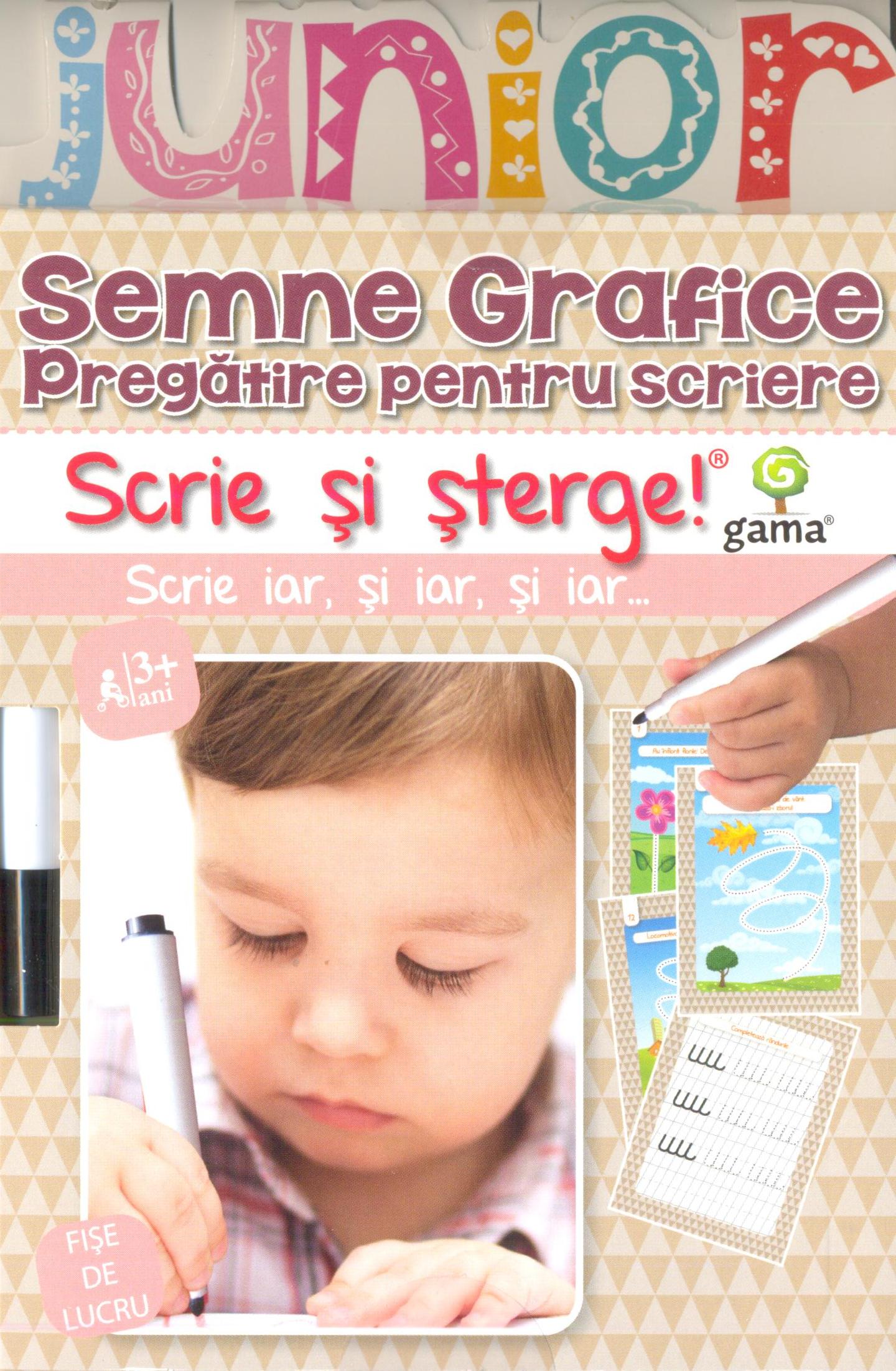 Semne grafice. Pregatire pentru scriere. Junior. Scrie si sterge!