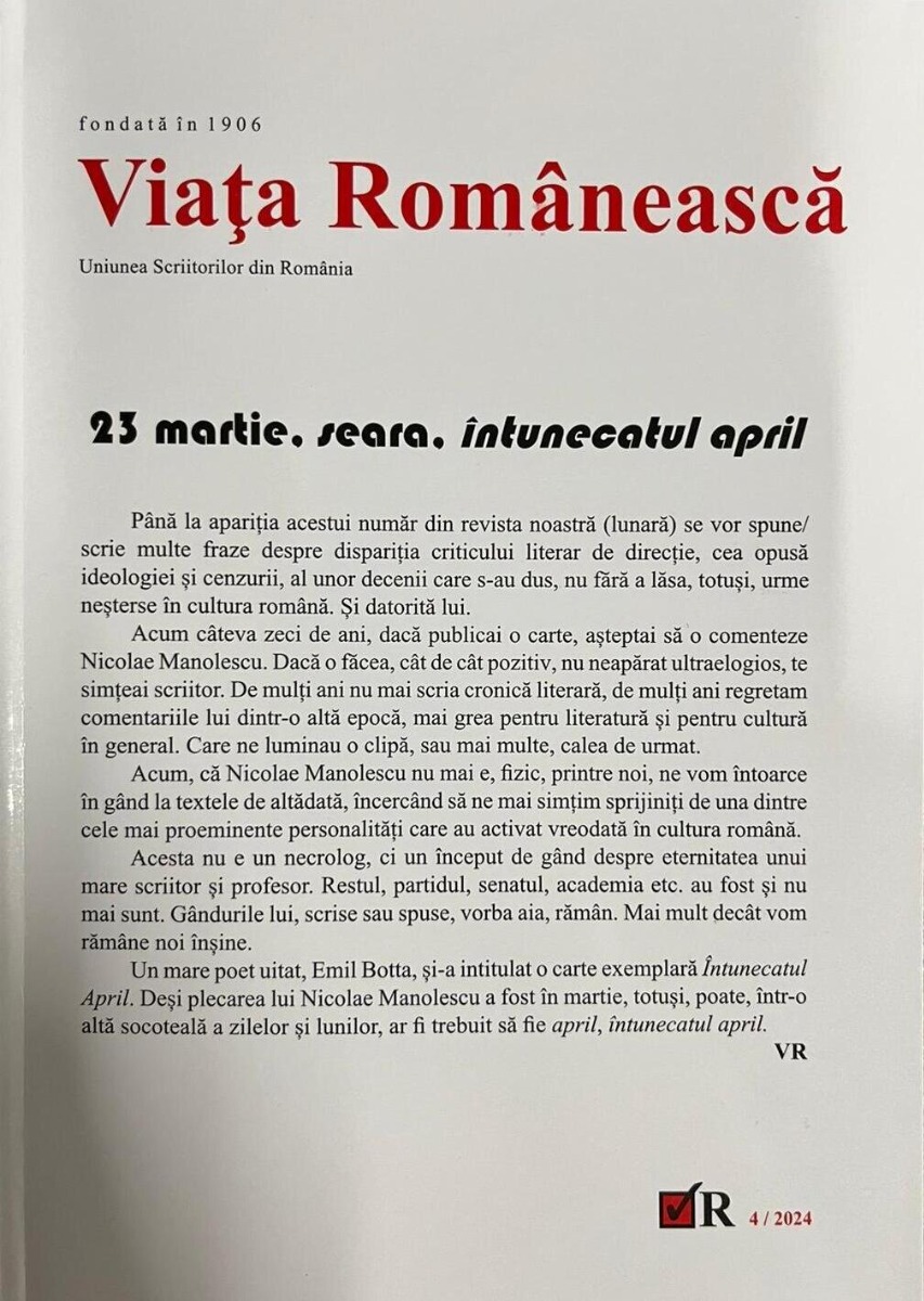 Revista Viața Românească 4/2024