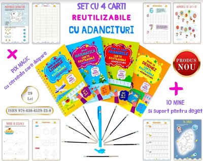 Set 4 carti reutilizabile cu adancituri