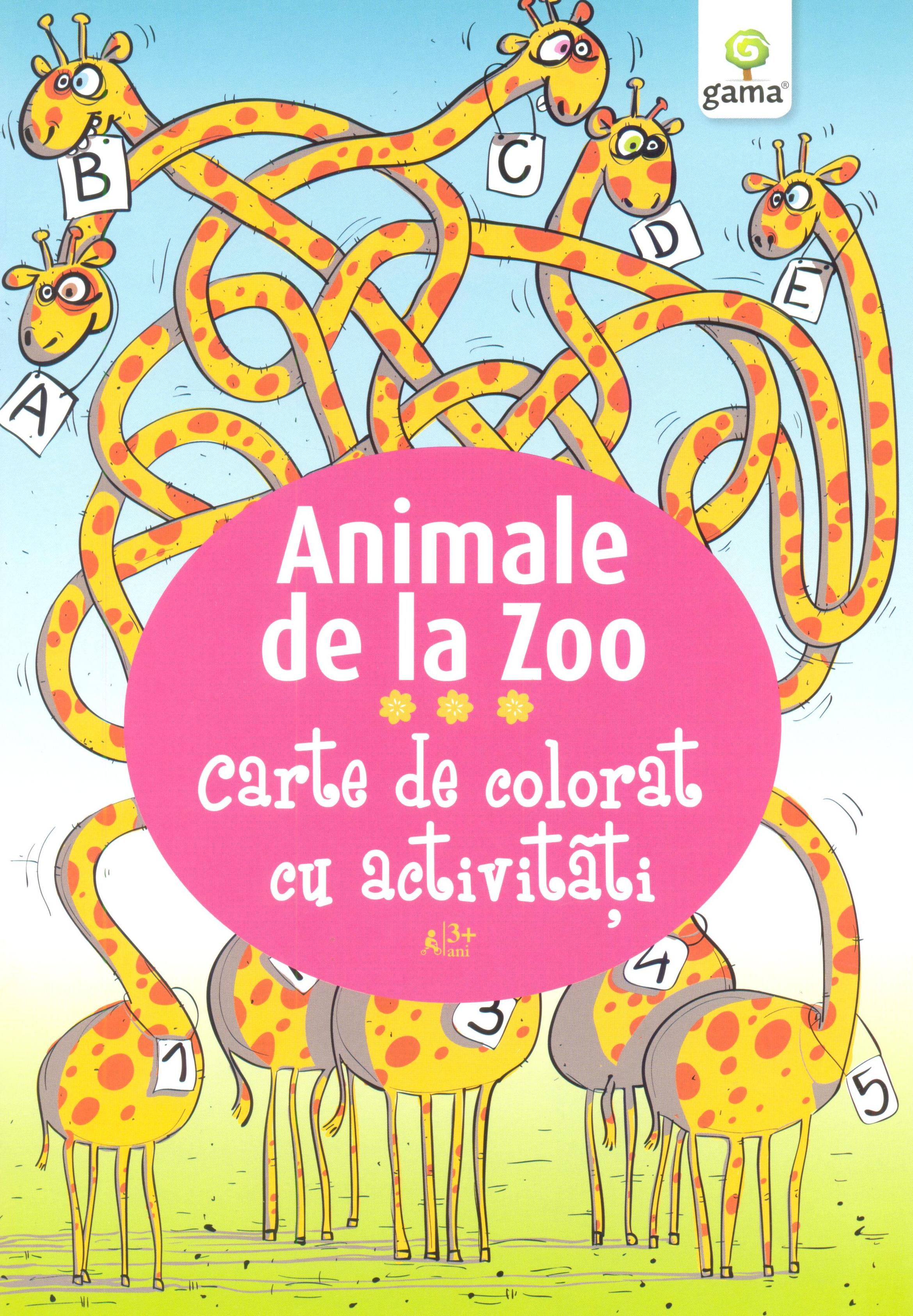 Animale de la zoo. Carte de colorat cu activitati